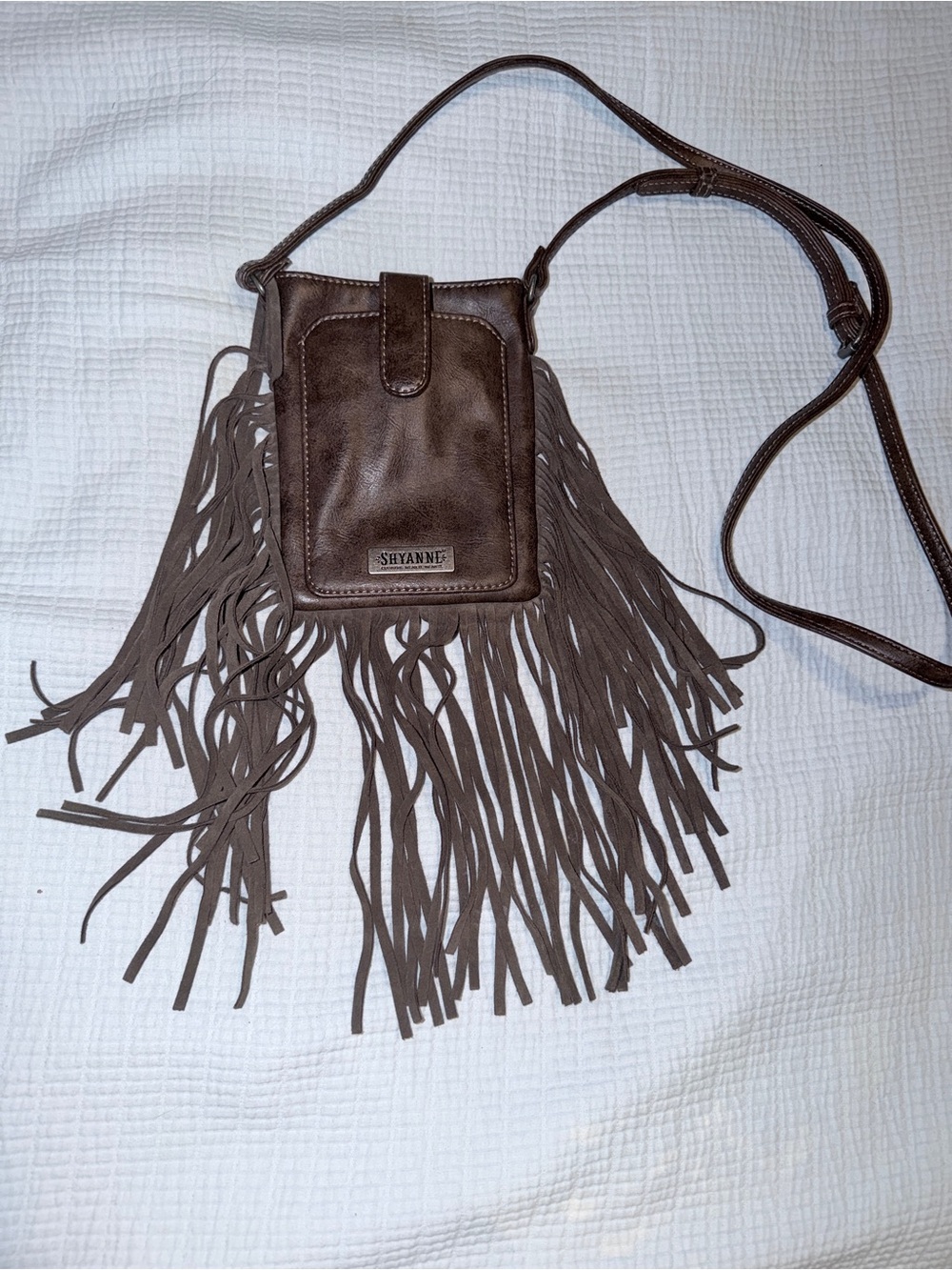 Shyanne Brown Fringe Crossbody Phone Bag
